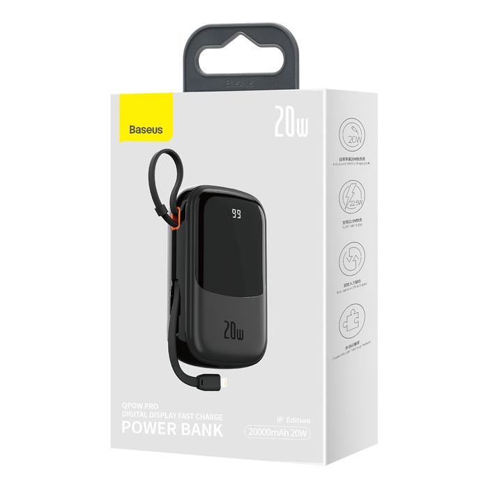 Gambar Baseus Powerbank Qpow Pro 20000mAh 20W w/ Cable iPhone Lightning - Hitam dari Baseus Jakarta undefined Tokopedia