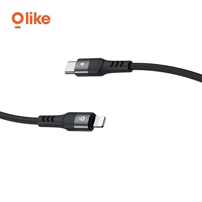 OLIKE D102CL USB-C to Lightning Braided Kabel Data Cable iPhone iPad  Abu-abu