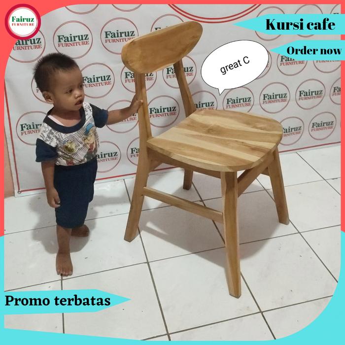 Gambar kursi cafe minimalis ropan kayu jati makan murah teras modern indoor - non finishing dari tokofairuzfurniture undefined Tokopedia