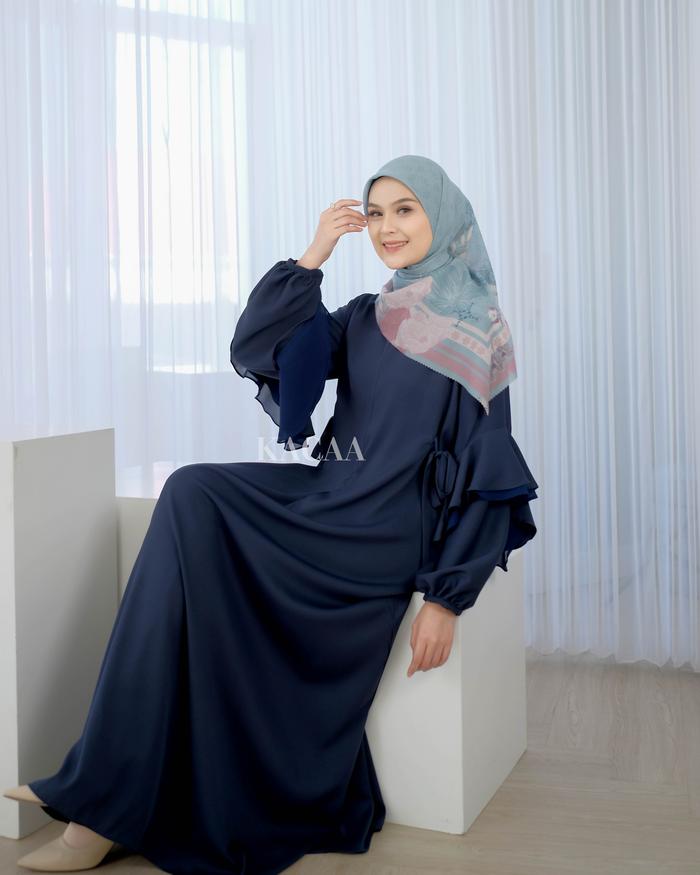 Gambar Gamis Polos Rempel / Dress Polos /Hanum dress - Navy, S dari KACAA OUTFIT OFFICIAL undefined Tokopedia