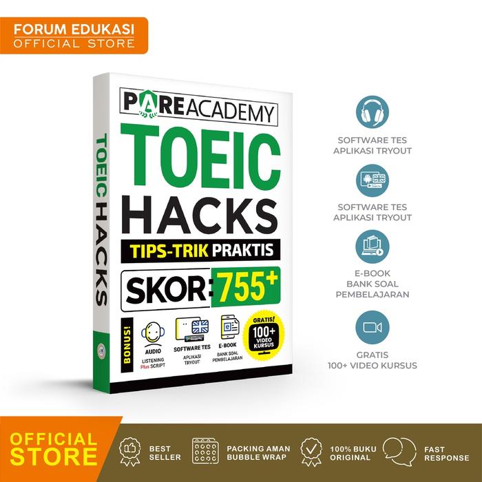 Gambar BUKU TOEIC PARE ACADEMY TOEIC HACKS TIPS TRIK PRAKTIS SKOR 755 - P.A.TOEIC dari Forum Edukasi Official Shop undefined Tokopedia