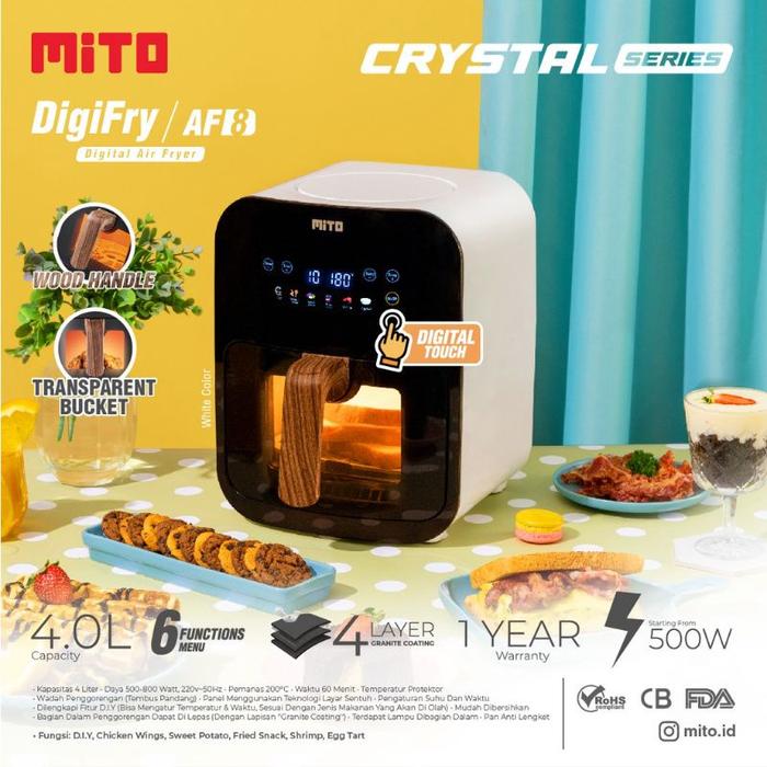 Gambar MITO Crystal Air Fryer AF8 AF 8 PENGGORENGAN TANPA MINYAK KAPASITAS 4 - AF8 PUTIH dari Toko Pusat Perabot Semarang undefined Tokopedia