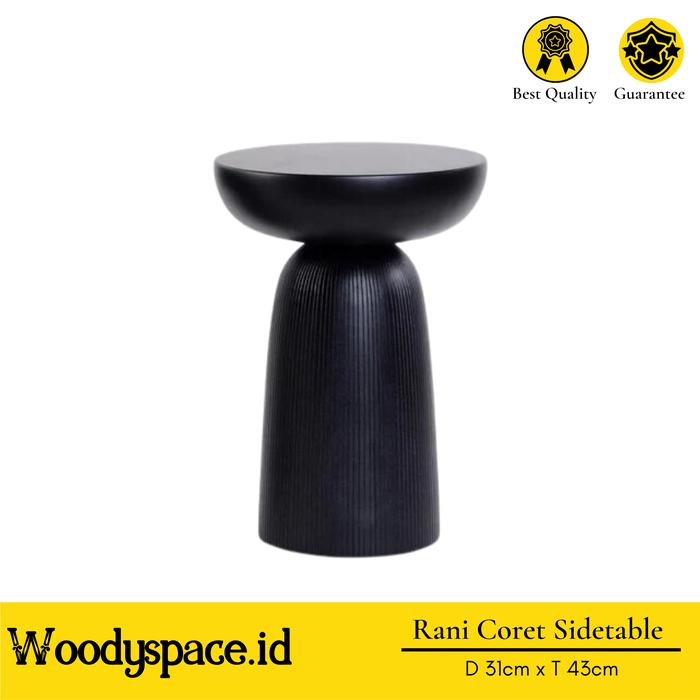 Gambar Rani Sidetable Series Solid Wood Meja Nakas Samping Sofa Bulat - Coret Black dari WOODY SPACE undefined Tokopedia