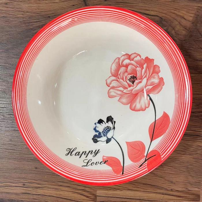 Gambar Mangkok Keramik Bakso/Soto Motif Garis 18cm - Happy Lover dari HihappyShopping undefined Tokopedia