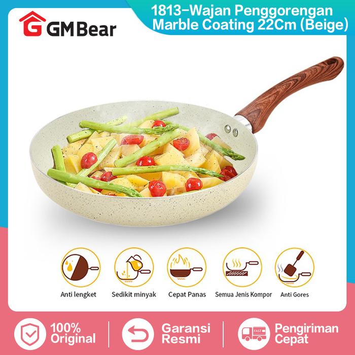 Gambar GM Bear Wajan Penggorengan Marble Coating (Beige) P0404 - Fry Pan - 1813-22 CM dari GM Bear undefined Tokopedia