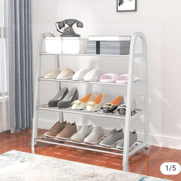 Gambar Rak Sepatu 4 Susun Baja Design Tipe A Anti Karat - SAMONO SSR-003 - Wihte dari Kinkean undefined Tokopedia