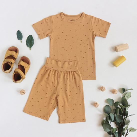 Gambar Emico TENCEL Toddler Loungewear - Baju Setelan Short Shirt Set Baby - Mocha Star, 1Y dari Ninemonthslater.idn undefined Tokopedia