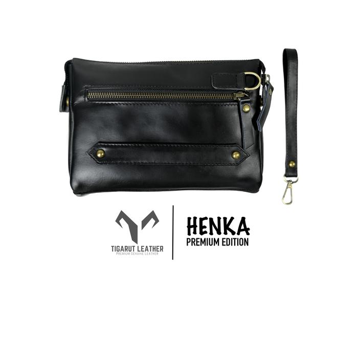Gambar Tigarut | Henka Premium Edition | Handbag Pouch Clutch Pria Kulit Asli - Hitam, Tanpa Ukir Nama dari Tigarut Leather undefined Tokopedia