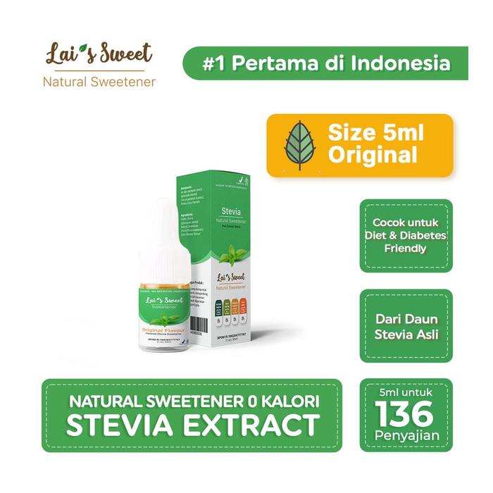 Gambar Pengganti Gula Cair Lai's Sweet 5ML STEVIA Cair Lais Sweet 5 ml - Original dari Herbal Indonesia Amanah undefined Tokopedia