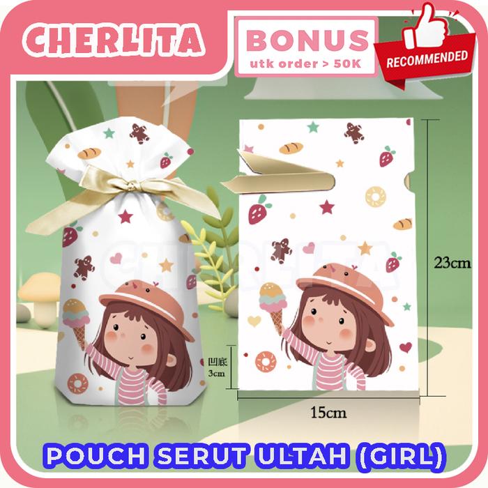 Gambar Pouch Serut Pita Plastik Cookies Hampers Candy Ulang Tahun Premium - Motif Girl dari Cherlita undefined Tokopedia