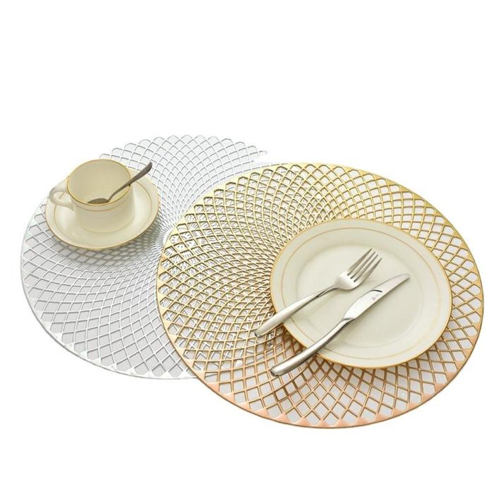Gambar Tatakan Piring / Placemat PVC High Quality Import - Silver dari Sejati Official Store undefined Tokopedia