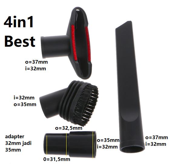Gambar Brush 35mm Nozzle 32mm Accessories Universal Black Vacuum Cleaner Dust - 4 in 1 Best dari KRstorex undefined Tokopedia