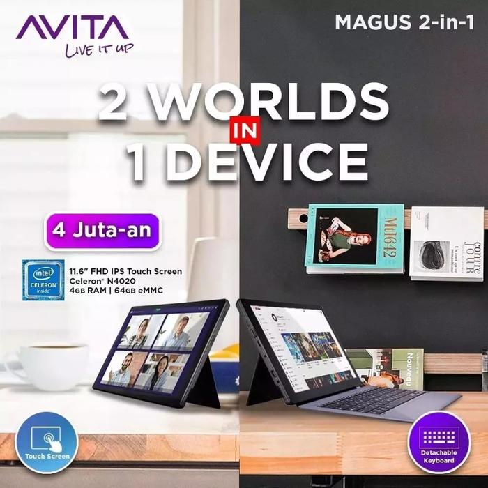 Gambar Laptop AVITA Magus 2in1 Touch N4020 4GB 192GB 11.6" FHD IPS W10 Tablet - STANDARD, 192GB dari ROGS STORE undefined Tokopedia