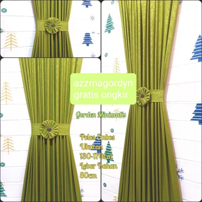 Gambar Gorden jendela minimalis ikat tengah bahan katun untuk kaca kecil - Hijau, Tinggi;120cm dari roni gorden undefined Tokopedia