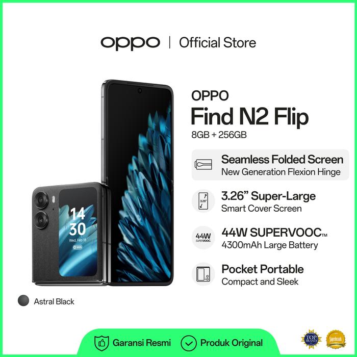 Gambar OPPO Find N2 Flip 8GB/256GB Smartphone (Garansi Resmi) - Hitam dari OPPO Store Indonesia undefined Tokopedia