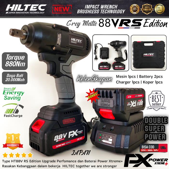Gambar Cordless Impact wrench brushless mesin buka baut mobil 48S HILTEC - RS 880NM dari LARAS KARYA TEKNIK undefined Tokopedia