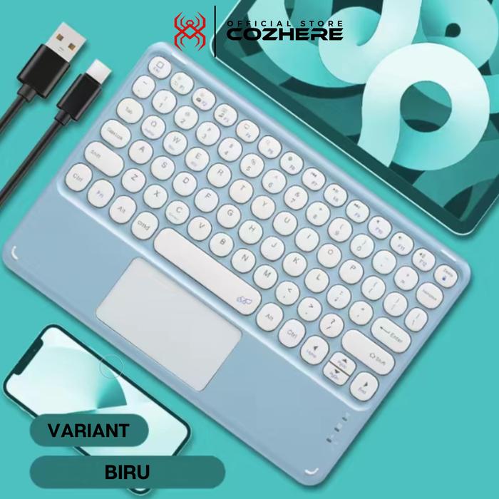 Gambar Keyboard Wireless Keyboard Bluetooth With Touchpad Portable Universal - Biru, 10 Inch dari CozHere undefined Tokopedia
