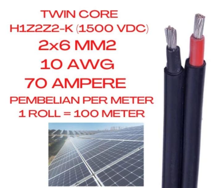 Gambar Kabel Solar Panel Cable Twin Core PV1-F Kabel PLTS Dual Core - 2x6mm dari SUBUR STORE JKT undefined Tokopedia