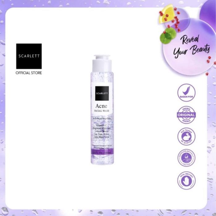 Gambar SCARLETT WHITENING FACIAL WASH ORIGINAL BPOM SEGEL 100ml - ACNE dari Beauty like queen undefined Tokopedia