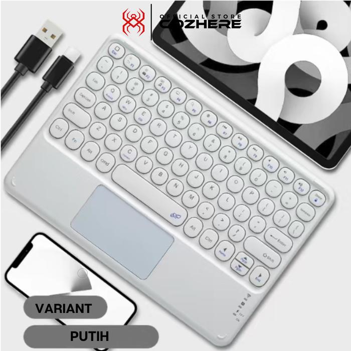 Gambar Keyboard Wireless Keyboard Bluetooth With Touchpad Portable Universal - Putih, 10 Inch dari CozHere undefined Tokopedia