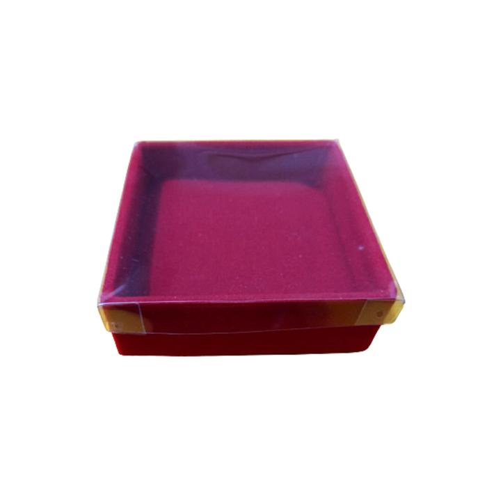 Gambar KOTAK AKSESORIS BOX BELUDRU TUTUP MIKA TEMPAT PERHIASAN BROS SOUVENIR - Red 7x7x3 dari GUDANG UTI undefined Tokopedia