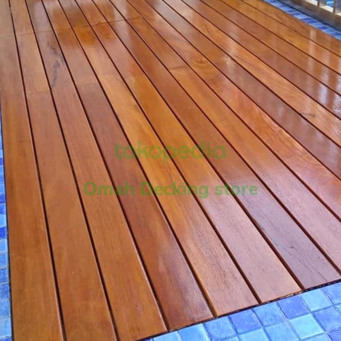 Jual PAPAN KAYU LANTAI TERAS KAYU BENGKIRAI MOTIF POLOS ELEGAN - Kota