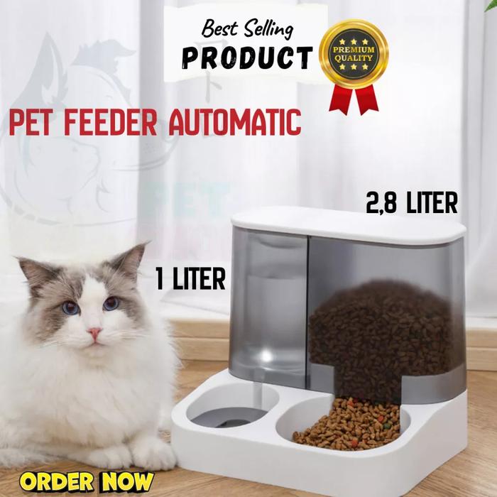 Gambar Tempat Makan Anjing kucing Otomatis - Pet Feeder otomatis 2 in 1 - Gray dari RoToRo Petshop undefined Tokopedia