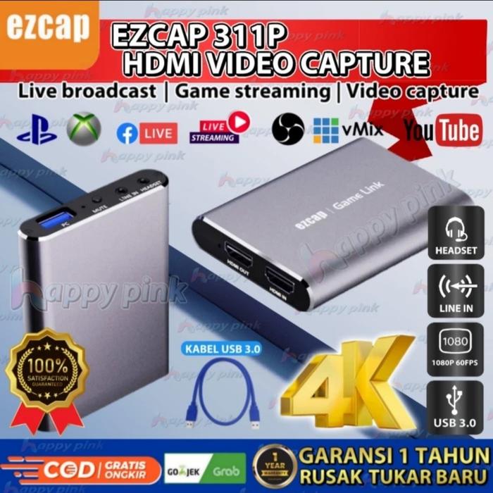 Gambar EZCap 261M usb 3.0 HDMI Video Game Capture Card HD 1080P 60FPS Live - EZCAP 311P dari HAPPY PINK undefined Tokopedia