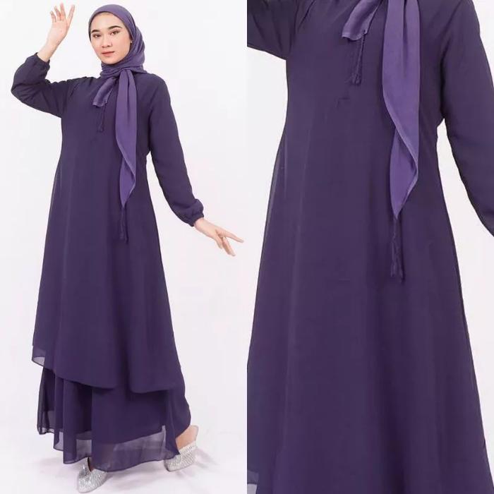 Gambar Gamis Malaysia Polos Busui By Famys - Navy, XL dari Gamis Rosalina undefined Tokopedia