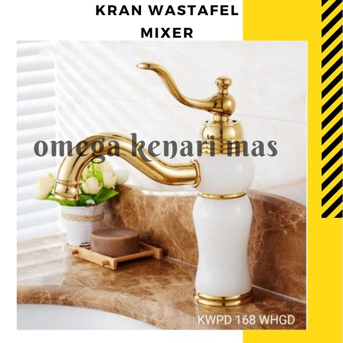 Gambar KERAN CUCI TANGAN WASTAFEL PANAS DINGIN KLASIK WHITE GOLD PUTIH EMAS - 168 WHGD dari OMEGA KENARI MAS undefined Tokopedia