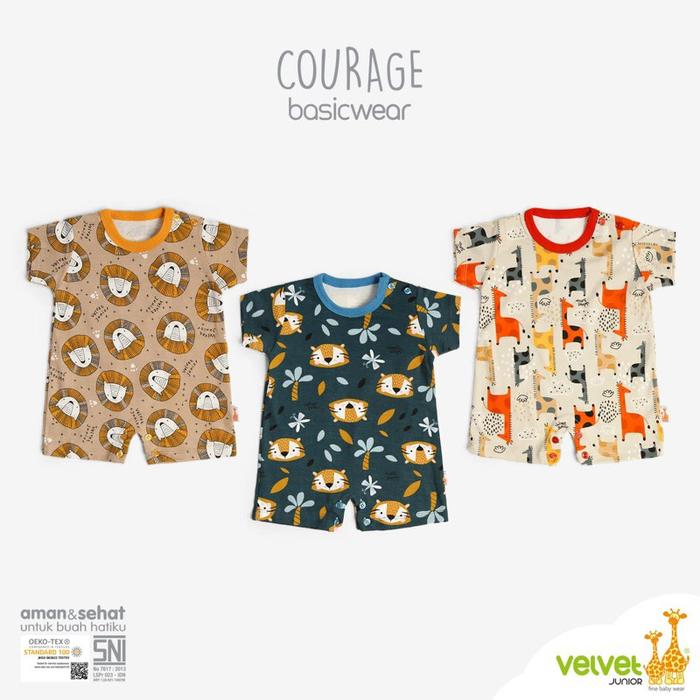 Gambar MAKASSAR - Romper / Baju Kodok Velvet Junior Segiempat 0-3 bulan 3pcs dari Baby Quack undefined Tokopedia