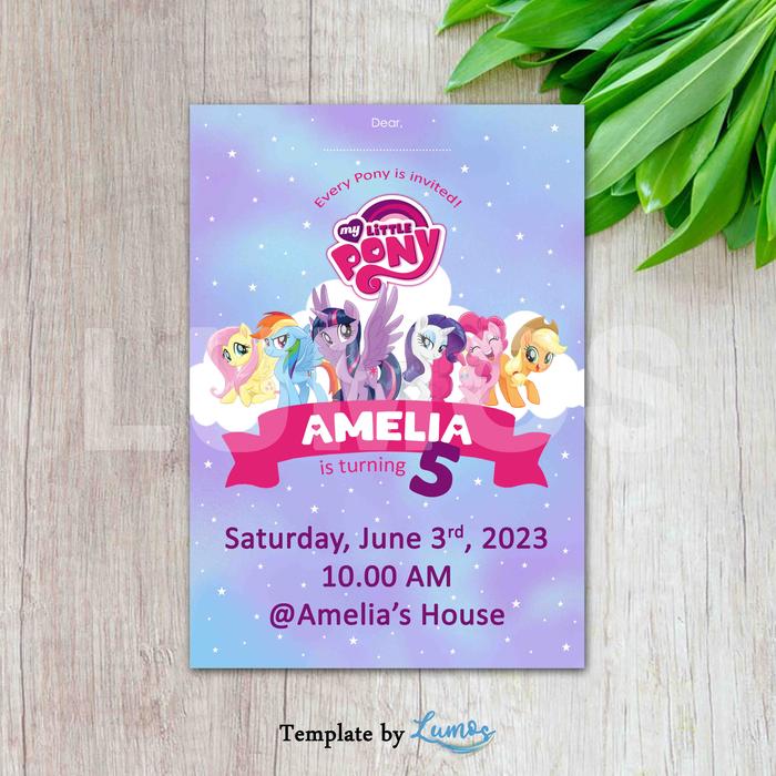 Gambar UNDANGAN ULANG TAHUN ANAK/KIDS BIRTHDAY INVITATION - MY LITTLE PONY - SMALL dari Lumos Birthday Bash undefined Tokopedia