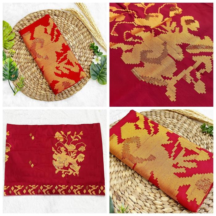 Gambar Kain Sarung Sutra Lagosi Tenun Asli - Tenun Sengkang LAG (Per Pcs) - Merah Gold dari Tenun Sengkang undefined Tokopedia