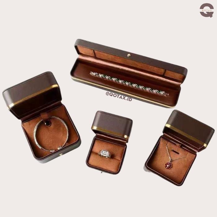 Gambar Kotak Perhiasan Mewah Tiffany/Cincin/Kalung/Couple Ring/Gelang - Brown Leather, Cincin Couple dari Qotax Indonesia undefined Tokopedia