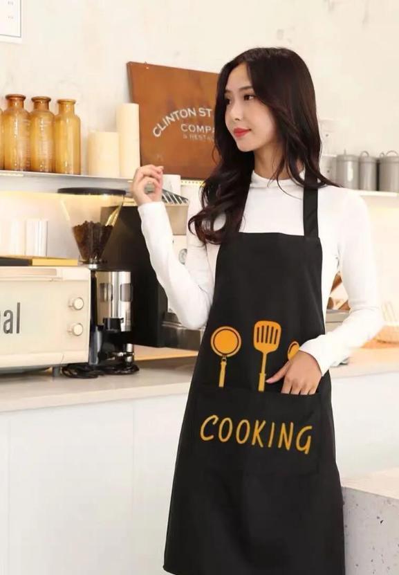 Gambar Celemek Masak Apron Anti Air Minyak bisa Lap Tangan PREMIUM J97 - black tanpa lap dari d'unlimited store undefined Tokopedia
