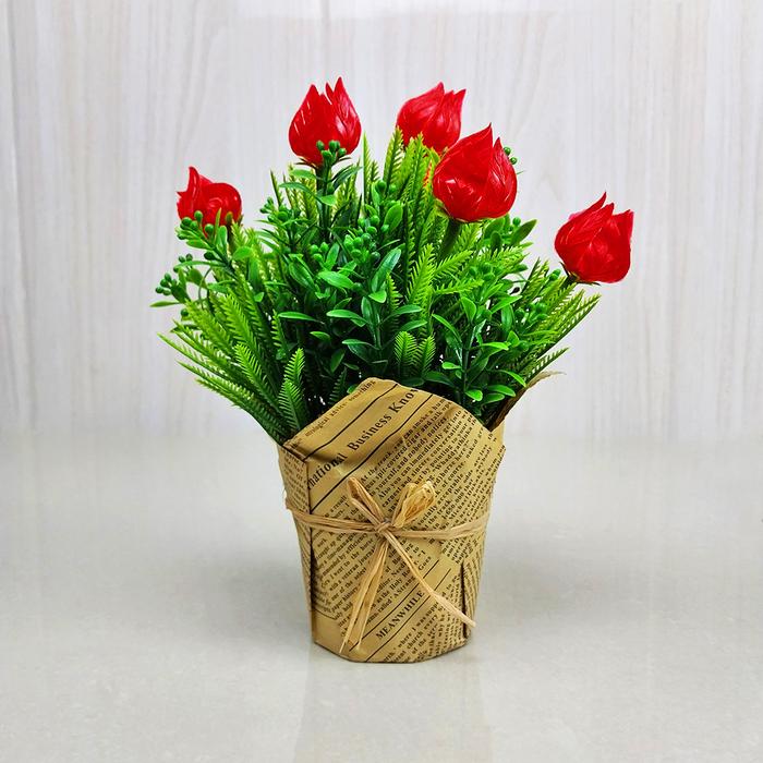 Gambar Tanaman Hias Mini Pot Bunga Tulip Plastik Artificial Dekorasi Rumah - Merah dari UNICO.indonesia undefined Tokopedia