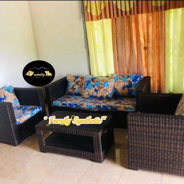 Kursi Sofa Ruang Tamu Kursi Sofa Sudut 311 Rattan Sintetis Coklat Brocco