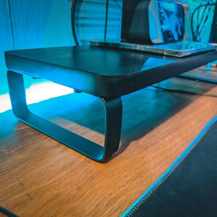 Gambar Stand Laptop / Stand Monitor / Stand imac Kaki Besi Jati Natural - Hitam dari Stugel undefined Tokopedia