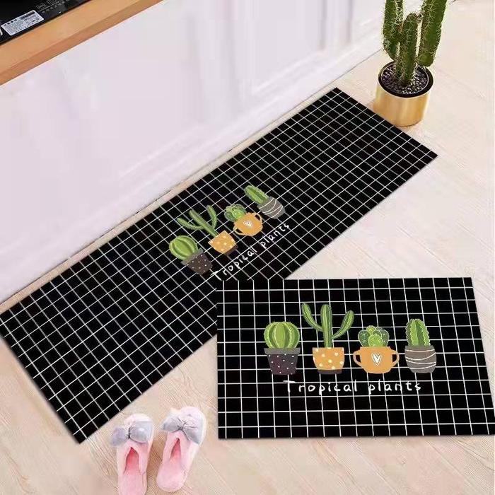 Gambar 2 in 1 Kitchen Floor Mat / Keset Alas Lantai Rumah Dapur Anti Selip - Tropical Plant dari Et Felicel undefined Tokopedia