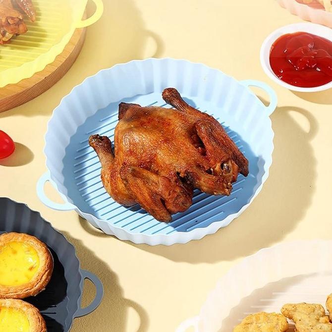 Gambar Air Fryer Silicone Pot Model Bulat Round Oven Food Grade Tahan Panas - Abu-abu dari EllizaMustikashop undefined Tokopedia