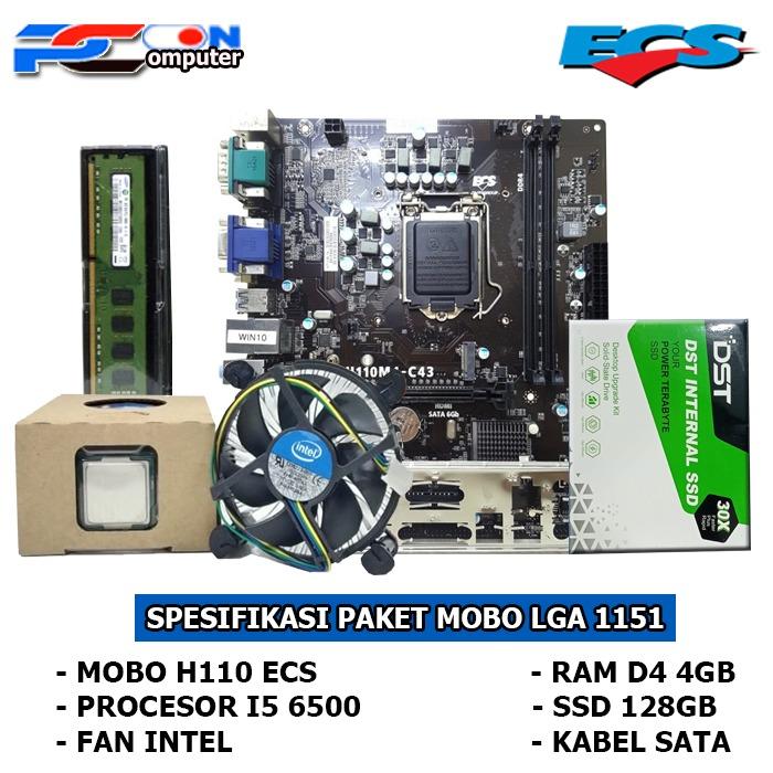 Gambar Mobo Mainboard LGA 1151 DDR4 PAKET LENGKAP i5 6500 - ECS MICRO dari PC ON COMPUTER undefined Tokopedia