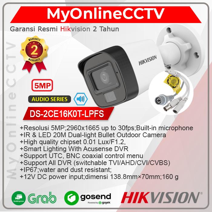 Gambar DS-2CE16H0T-ITPFS Hikvision CCTV Outdoor 5MP Built-In Microphone Suara - 2CE16K0T-LPFS dari MyOnlineCCTV undefined Tokopedia
