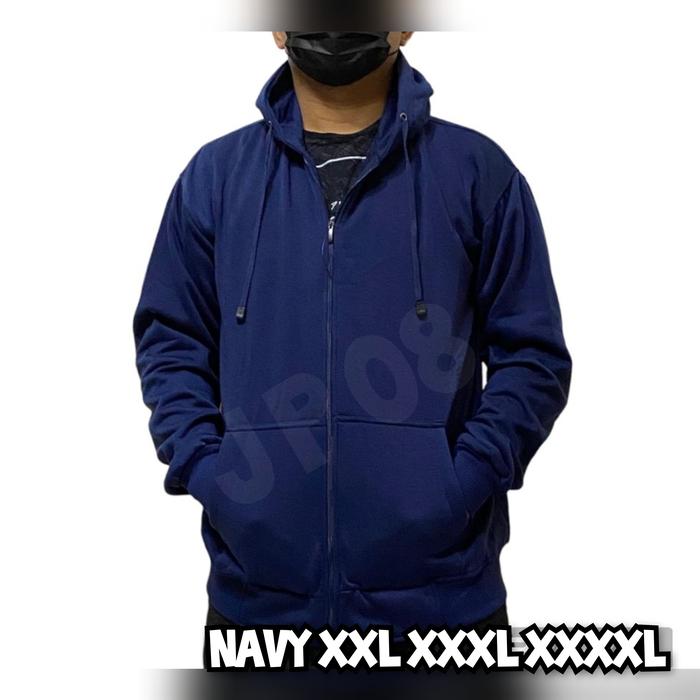 Gambar Jaket Polos Jumbo Wanita Zipper Sweater Hoodie Besar Hitam Basic M L XL XXL XXXL XXXXL XXXXXL - Navy, M dari Jumbo Fashion JP08 undefined Tokopedia