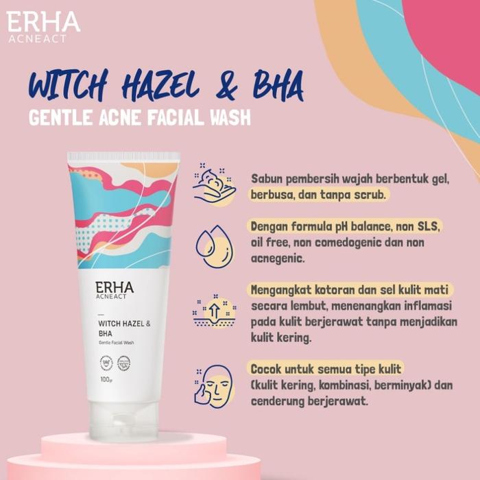 Jual Erha Acne Act Gentle Acne Facial Wash Witch Hazel Bha Sabun Wajah ...