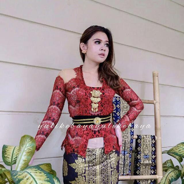 Gambar YK Set kebaya rangrang kebaya wisuda - merah+hitam, XXL dari indah str undefined Tokopedia