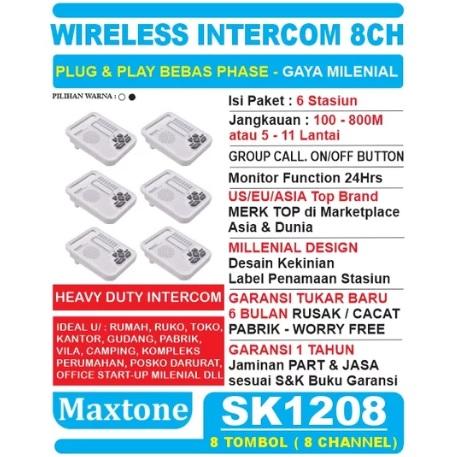 Gambar Wireless Intercom Interkom 8CH Office/Home Use - 6 Unit MAXTONE SK1208 - Putih dari EtalaseBelanja Store undefined Tokopedia
