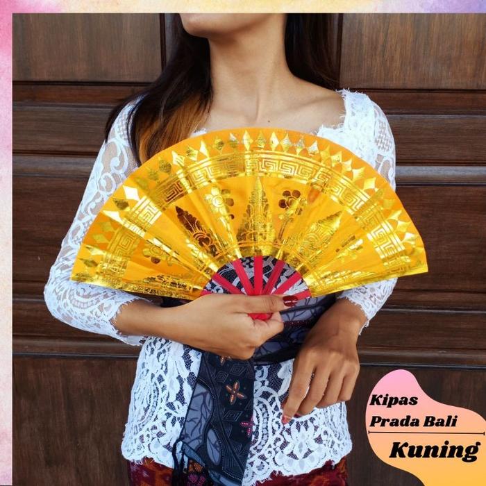 Gambar Kipas Prada Bali polos tari souvenir oleh-oleh fan plain dance souvenir gifts - Kuning dari Dandelion Stores undefined Tokopedia