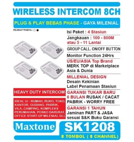 Gambar Wireless Intercom Interkom 8CH Office Home - MAXTONE SK1208 - 4 Unit - Putih dari EtalaseBelanja Store undefined Tokopedia