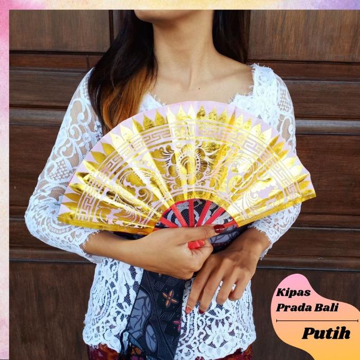 Gambar Kipas Prada Bali polos tari souvenir oleh-oleh fan plain dance souvenir gifts - Putih dari Dandelion Stores undefined Tokopedia