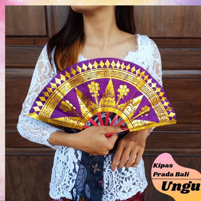 Gambar Kipas Prada Bali polos tari souvenir oleh-oleh fan plain dance souvenir gifts - Ungu dari Dandelion Stores undefined Tokopedia
